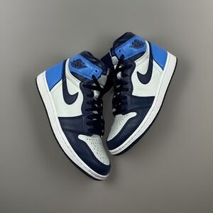 Nike Air Jordan Mens 1 Retro High OG Obsidian Sneakers Off White Navy Blue 9M